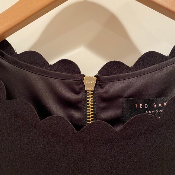 Ted Baker Black Shift Dress with Scallop Details - Picture 5 of 13